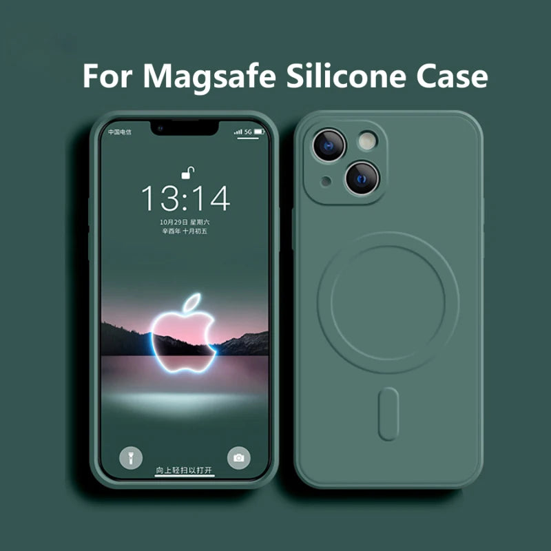 MagSafe Silicone Case for iPhone 11 12 13 14 15 Pro Max XR XS