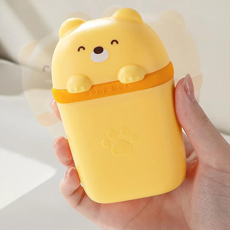 Cartoon Bear Soap Box – Waterproof Portable Travel & Bathroom Storage Case