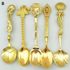 5Pcs Retro Coffee Spoon Set – Stainless Steel Vintage Dessert Spoons Gift