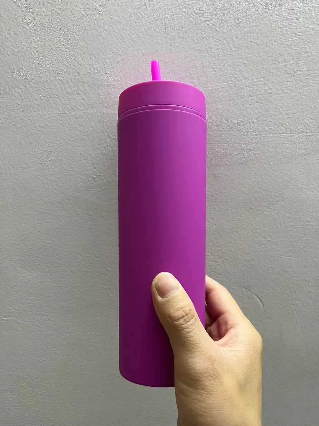 Double Wall Skinny Tumbler 473ml/480ml Cup with Straw & Lid