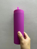 Double Wall Skinny Tumbler 473ml/480ml Cup with Straw & Lid