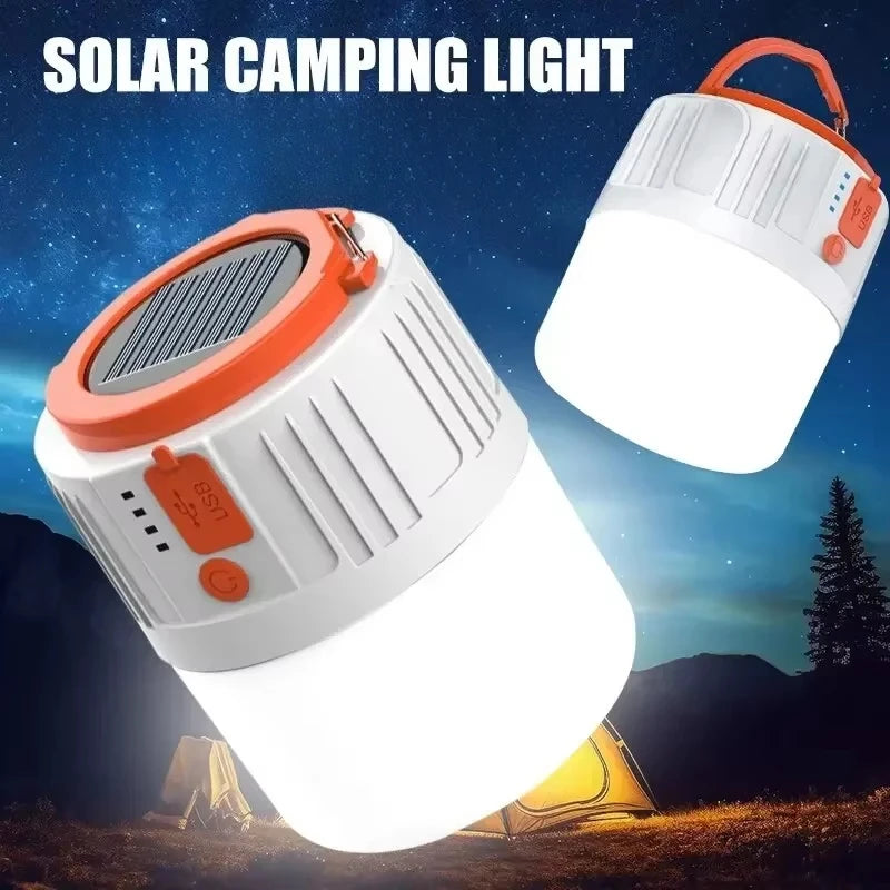 Solar LED Camping Light Bulb Rechargeable Emergency Lamp