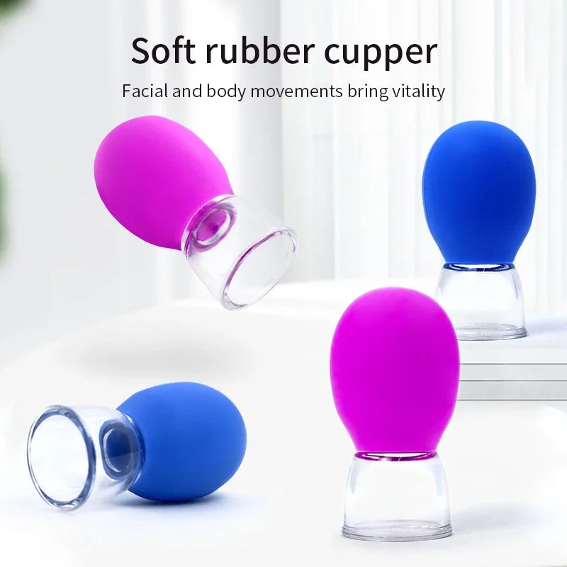 Silicone Vacuum Cupping Massage Set Body Face Cellulite Tool