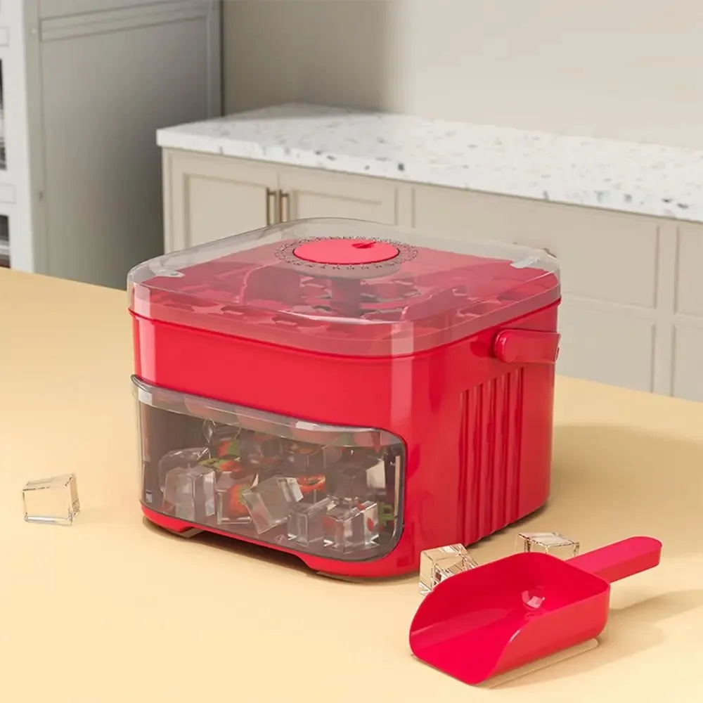 50 Cube Ice Maker UK Easy Press Ice Tray With Lid Refrigerator Ice Box