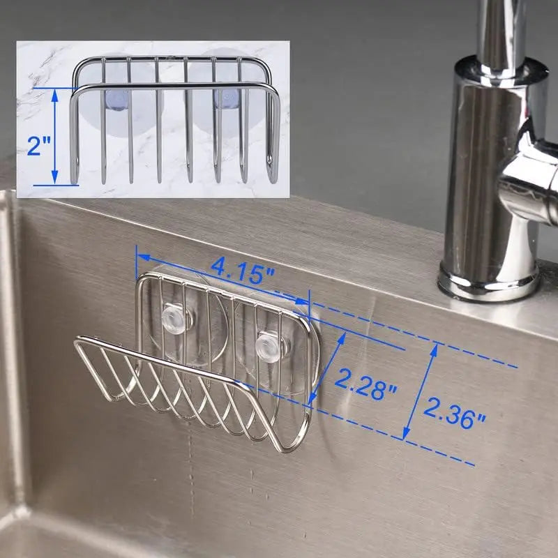 Stainless Steel Sponge Holder Suction Cup Kitchen Sink Caddy