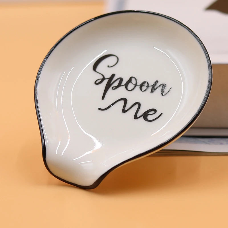 Ceramic Spoon Rest White Utensil Holder