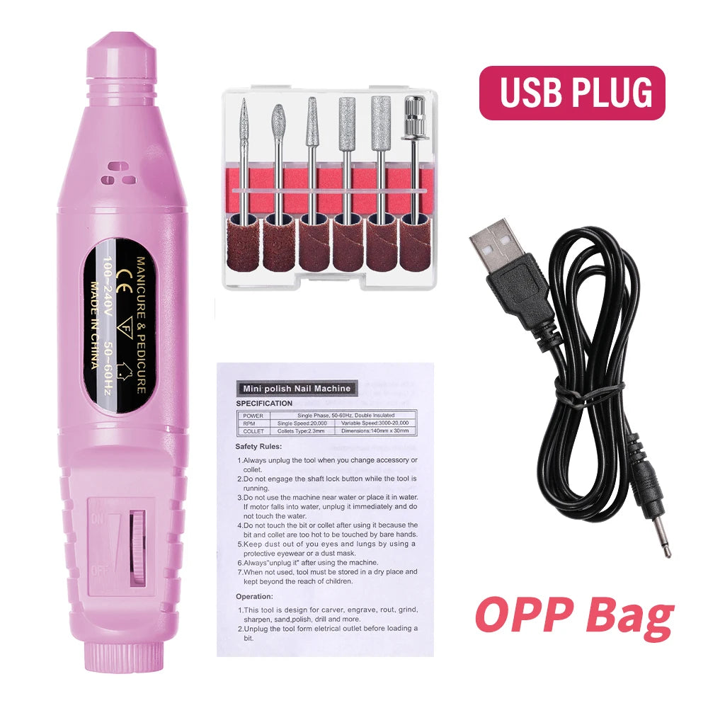 LINMANDA 6 in 1 Electric Nail Drill Kit Portable Manicure File Machine