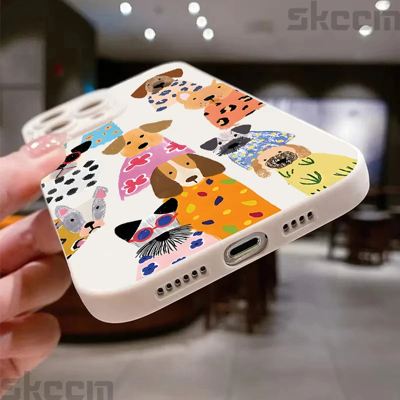 Funny Colourful Dog Pattern Case for iPhone 17 16 15 14 13 Pro Max