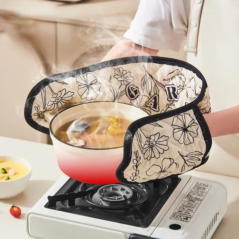 Cotton Linen Oven Mitt – Heat Resistant BBQ & Baking Glove
