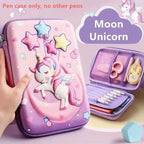3D Unicorn Pencil Case Cute EVA Cartoon Stationery Box for Girls