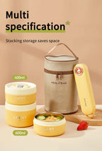 WORTHBUY Portable Thermal Lunch Box 304 Stainless Steel Insulated Bento Box