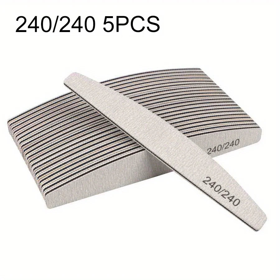 Professional Nail File Set 80-240 Grit Half Moon Nail Buffer