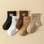 Baby Cartoon Bear Socks 5/10 Pairs Soft Breathable Toddler Socks