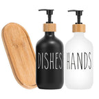 Black Dish Soap Dispenser Set Refillable Kitchen Sink Soap & Detergent Bottles