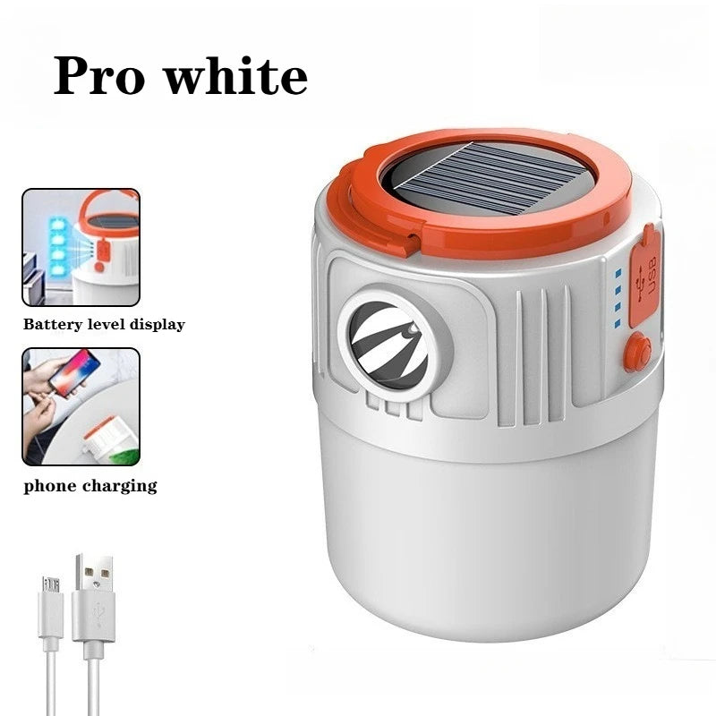 Solar LED Camping Light Bulb Rechargeable Emergency Lamp