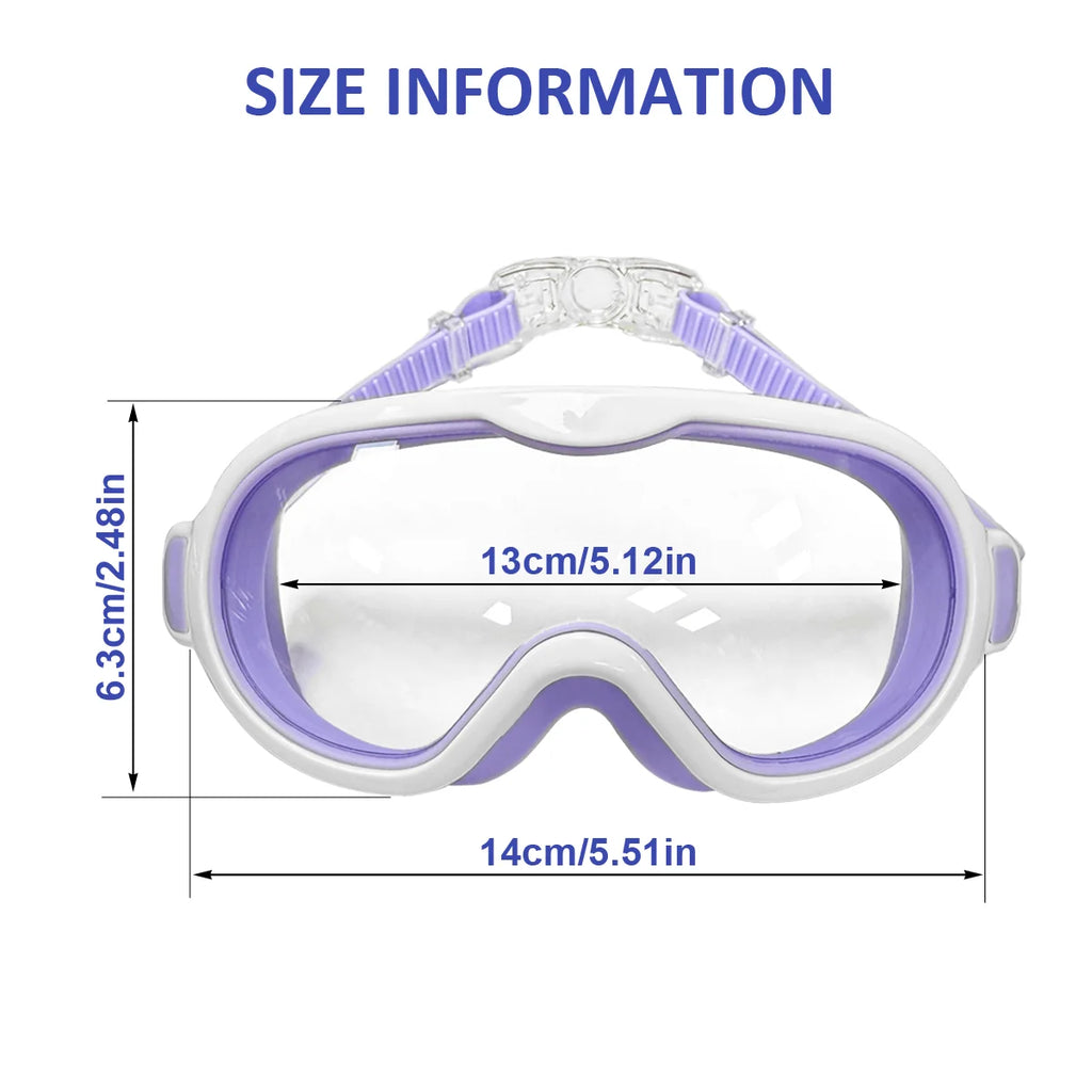 Kids Swimming Goggles Large Frame Anti-Fog Ages 6-15