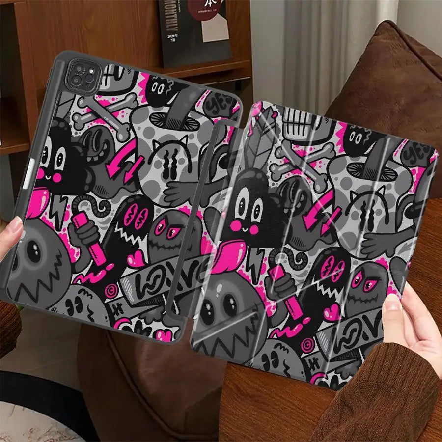 Pink Graffiti Doodle Case for iPad 10th 11th Air 4 5 Pro 11 Mini 6 7