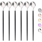 6Pcs Gold Ice Spoon Set – Long Handle Stainless Steel Coffee & Tea Stir Spoons