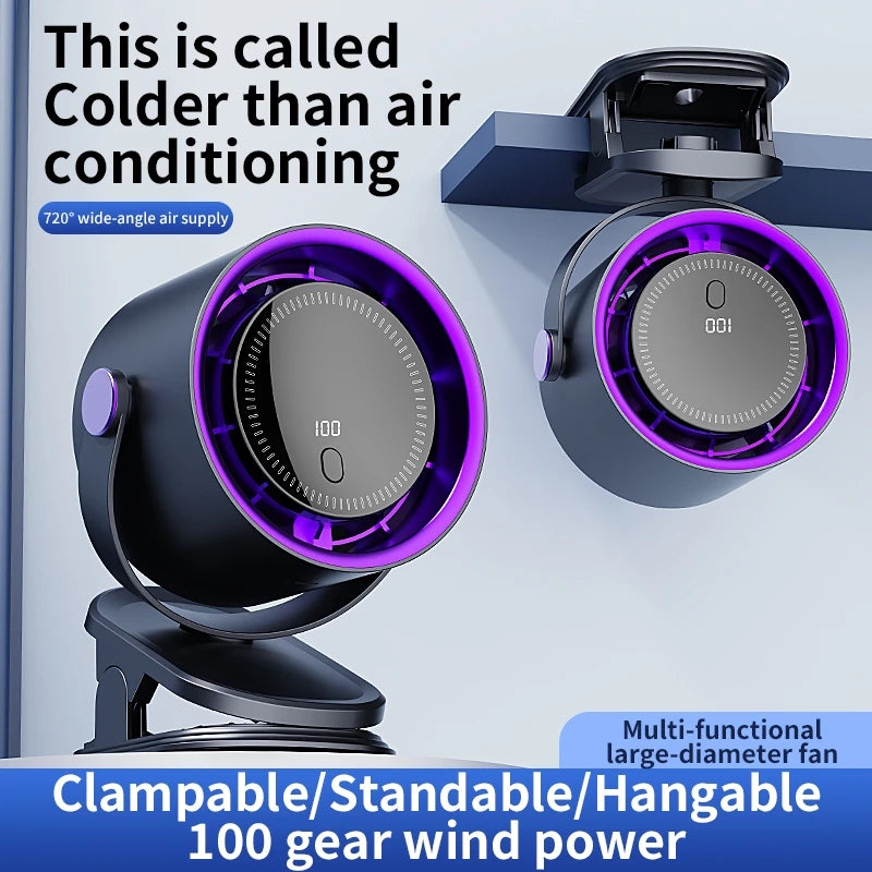 Wireless Rechargeable Fan UK 100-Speed Turbo Fan with Display