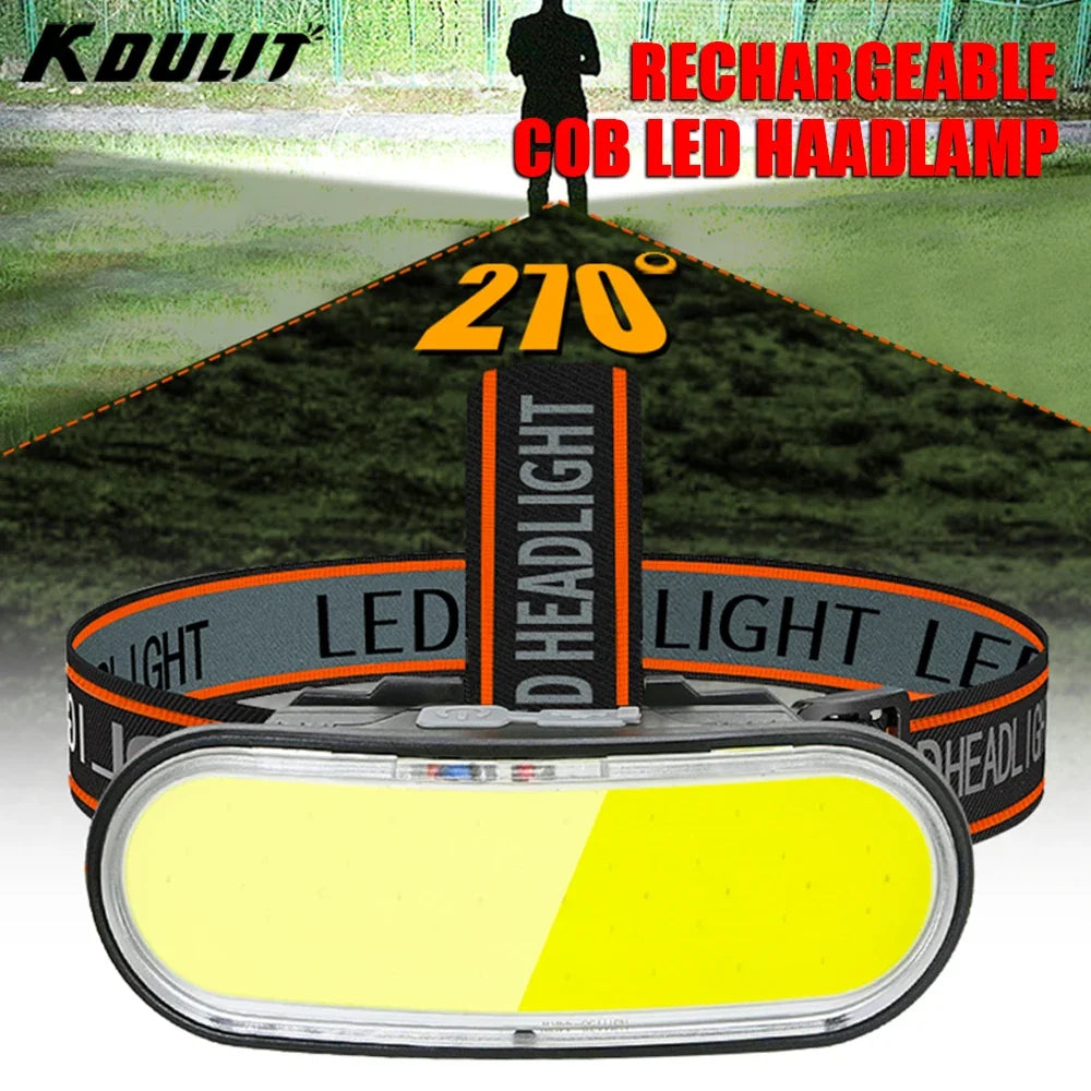 1300LM COB LED Headlamp USB Rechargeable Headlight Secondary image