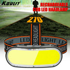 1300LM COB LED Headlamp USB Rechargeable Headlight