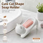 Cat Soap Box – Cute Cartoon Bathroom Drainage Soap Dish Holder Storage