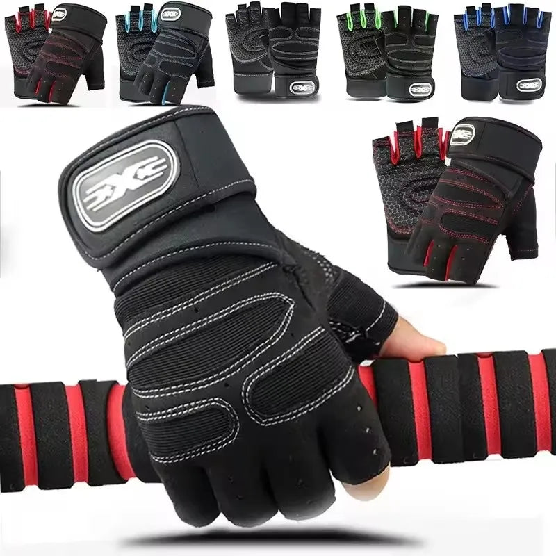 Fingerless Wrist Support Gloves Gym Cycling Fitness Anti Slip Gloves