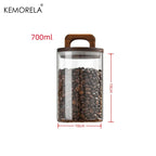 Glass Storage Jar with Wooden Lid Airtight Kitchen Food Container
