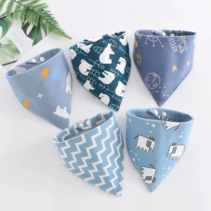 5PCS Baby Bandana Bibs Cotton Saliva Towel Waterproof Scarf