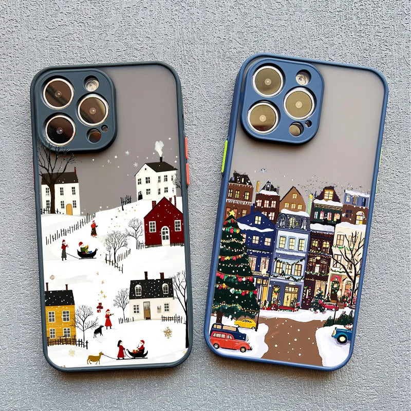 Rural Snow Scenery Phone Case for iPhone 16 15 14 13 12 11 Pro Max