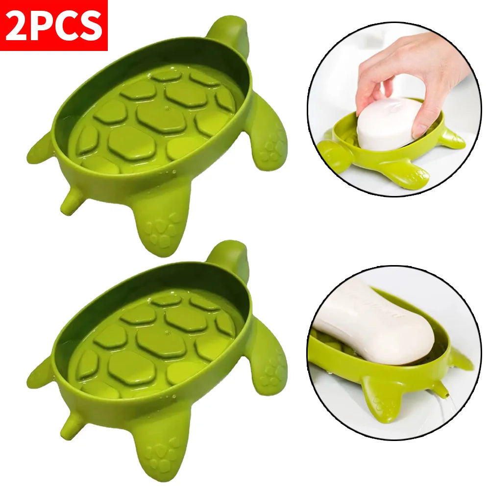 Turtle Soap Box – Creative Bathroom Soap Holder Rack 1/2/3PCS Storage