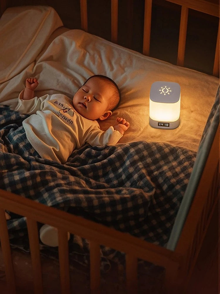 Smart LED Night Light with Clock USB Rechargeable Lamp