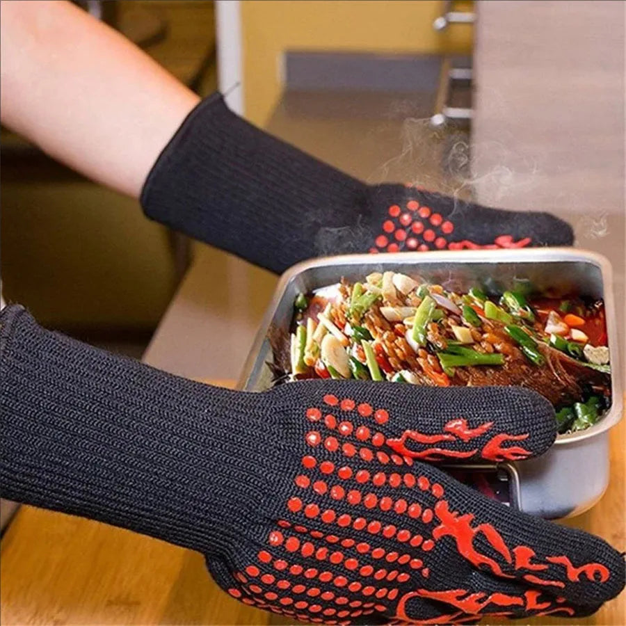 800°C Heat Resistant BBQ Gloves – Fireproof Oven & Grilling Mitts