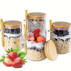 Airtight Glass Storage Jars Bamboo Lid Set
