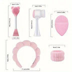 Face Wash Beauty Set 7pcs Headband Brush Cosmetic Bag Puff Kit