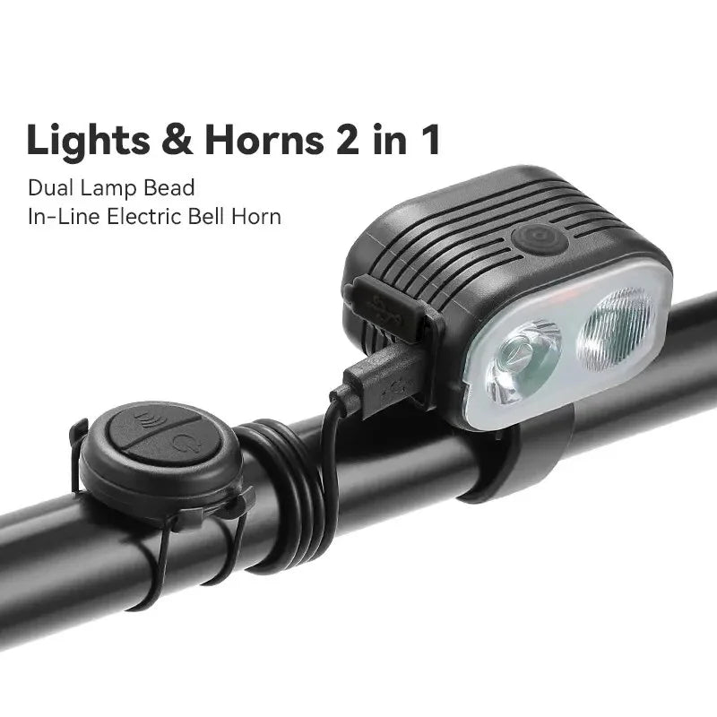2-in-1 Bicycle Headlight & Horn Rechargeable Bike Light