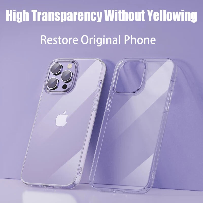 Clear TPU Silicone Case for iPhone 16 15 14 13 12 11 Pro Max Cover
