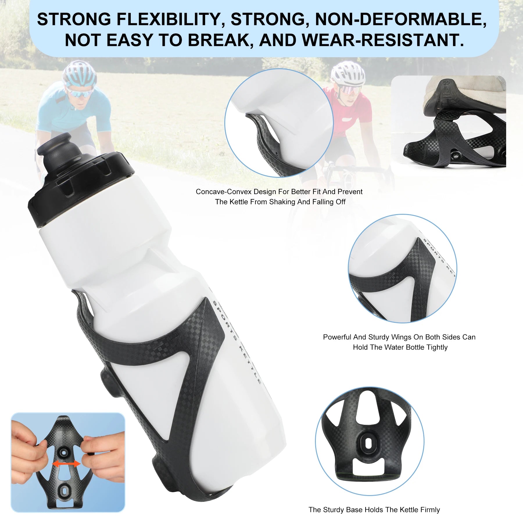 Bike Water Bottle Cage Lightweight Nylon Carbon Fiber Holder MTB