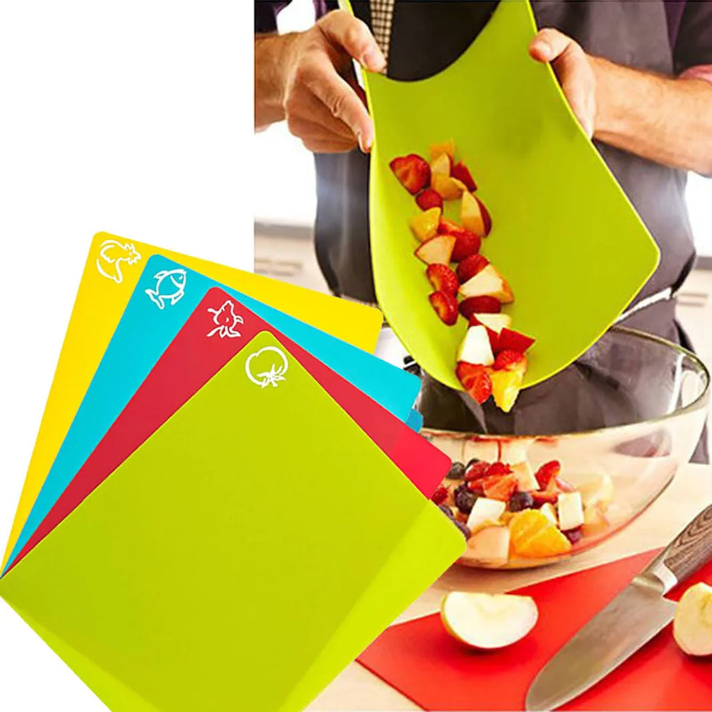 4PCS Flexible Cutting Mats Non-Slip Chopping Boards