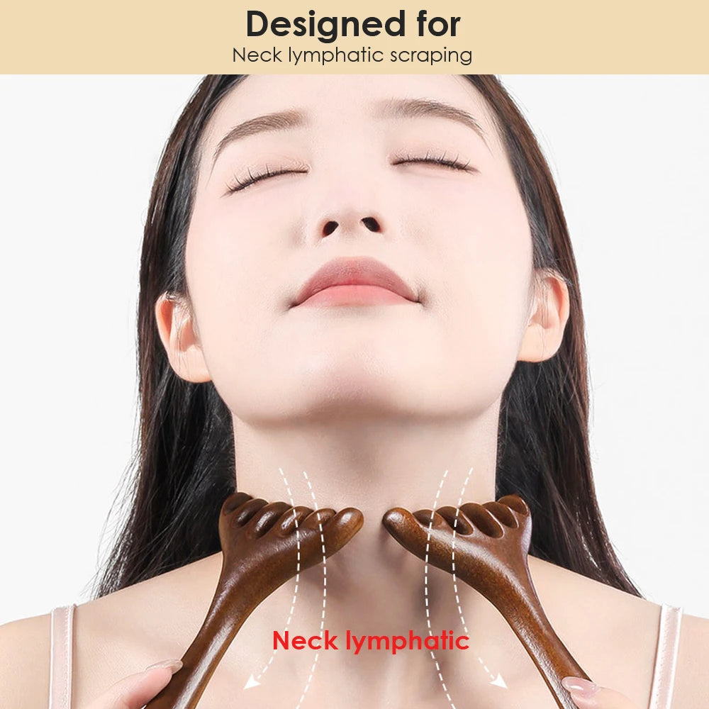 Wooden 6-Claw Head Massager UK Anti-Static Massage Comb