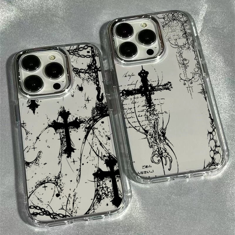 Gothic Cross Mark Clear Case for iPhone 11 12 13 14 15 16 17 Pro Max