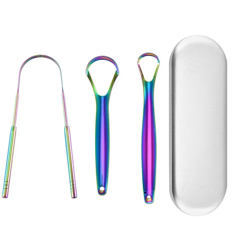 Reusable Stainless Steel Tongue Scraper Fresh Breath Oral Hygiene Tool