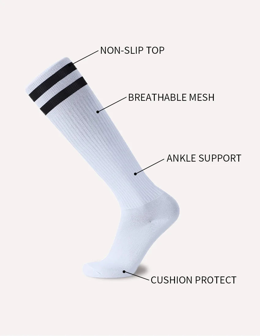 Striped Football Socks Men, Women & Kids Over Knee Soccer Rugby Sports