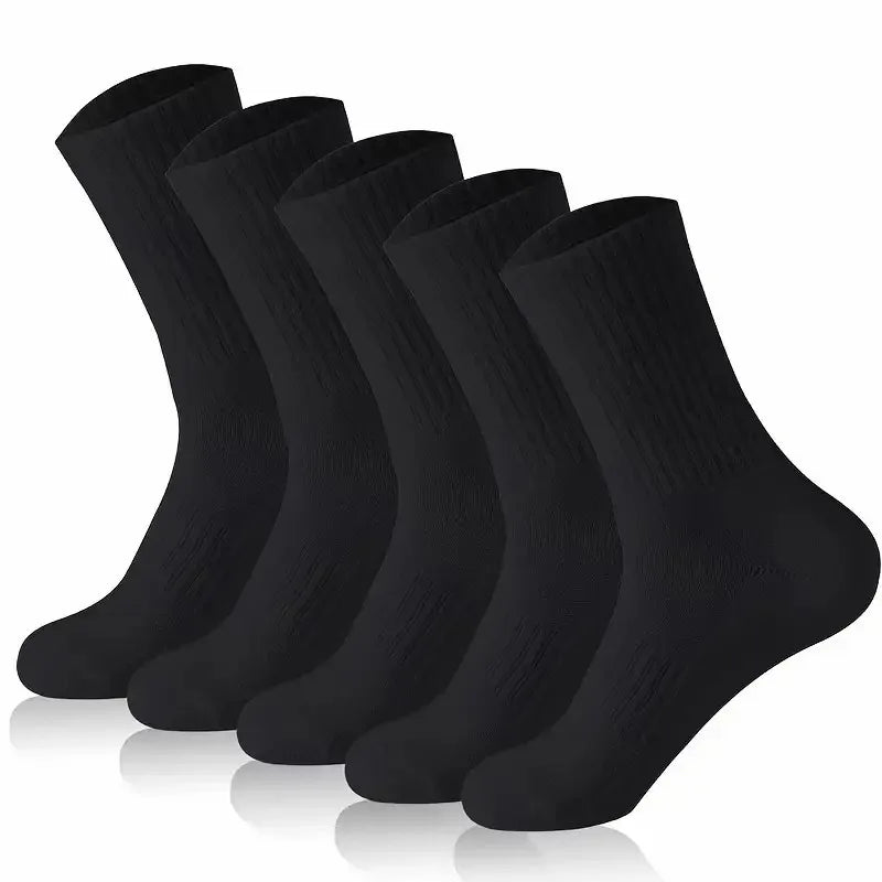5/10/20 Pairs Solid Crew Socks Breathable Sweat-Absorbing All Season