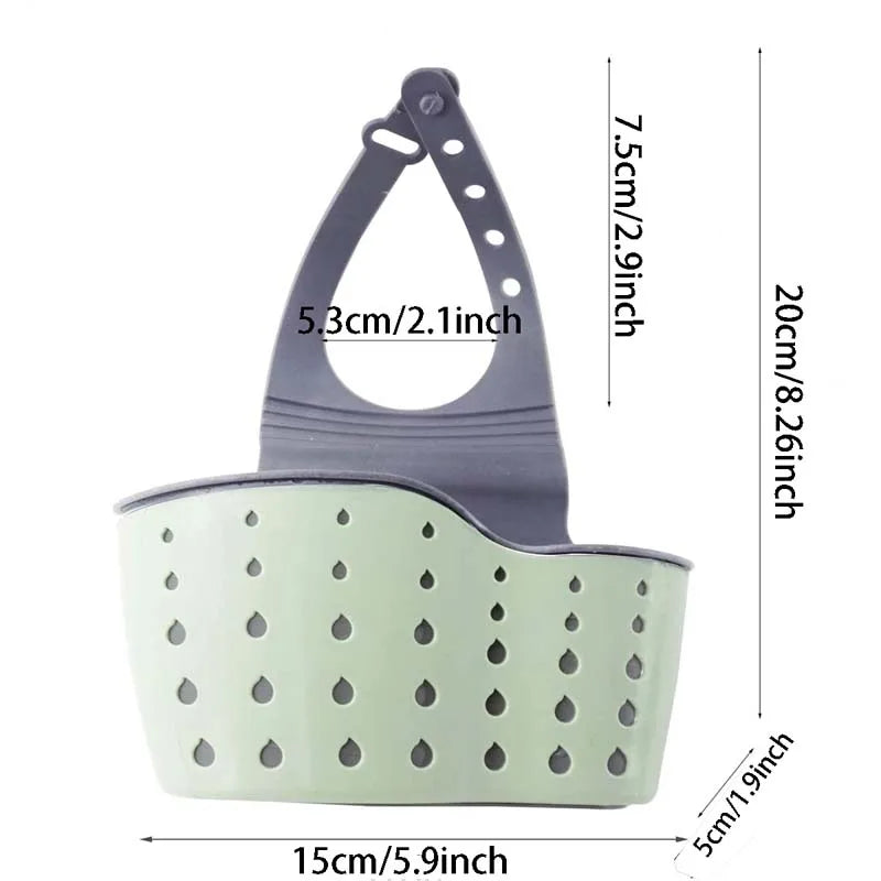 Adjustable Sink Hanging Basket Faucet Sponge & Soap Organizer
