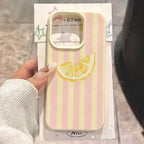 Fresh Lemon Stripe Soft Case for iPhone 17 16 15 14 13 Pro Max Cover