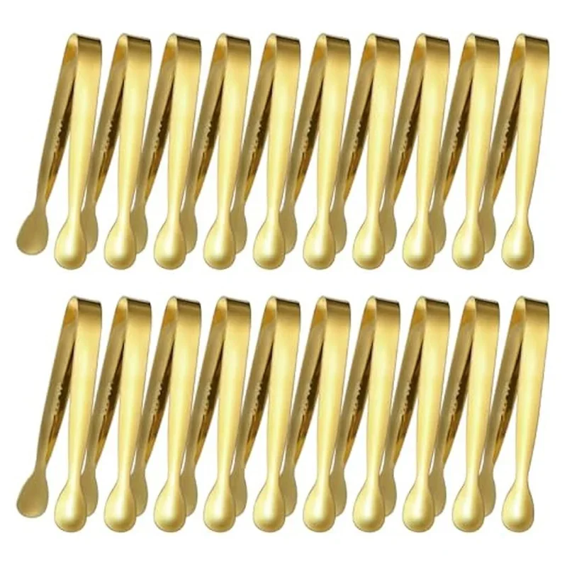 Small Gold Serving Tongs – Stainless Steel Mini Buffet & Appetizer Tongs