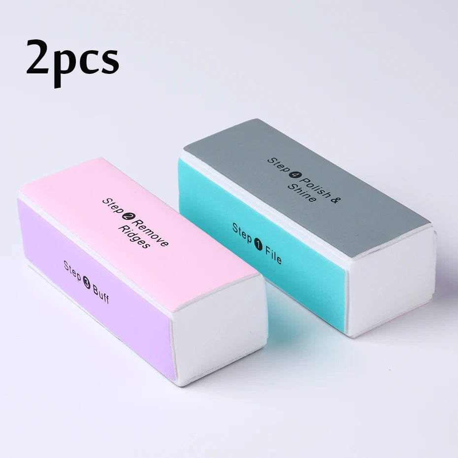 4 Sides Sponge Nail Buffer Professional Manicure Polishing Block