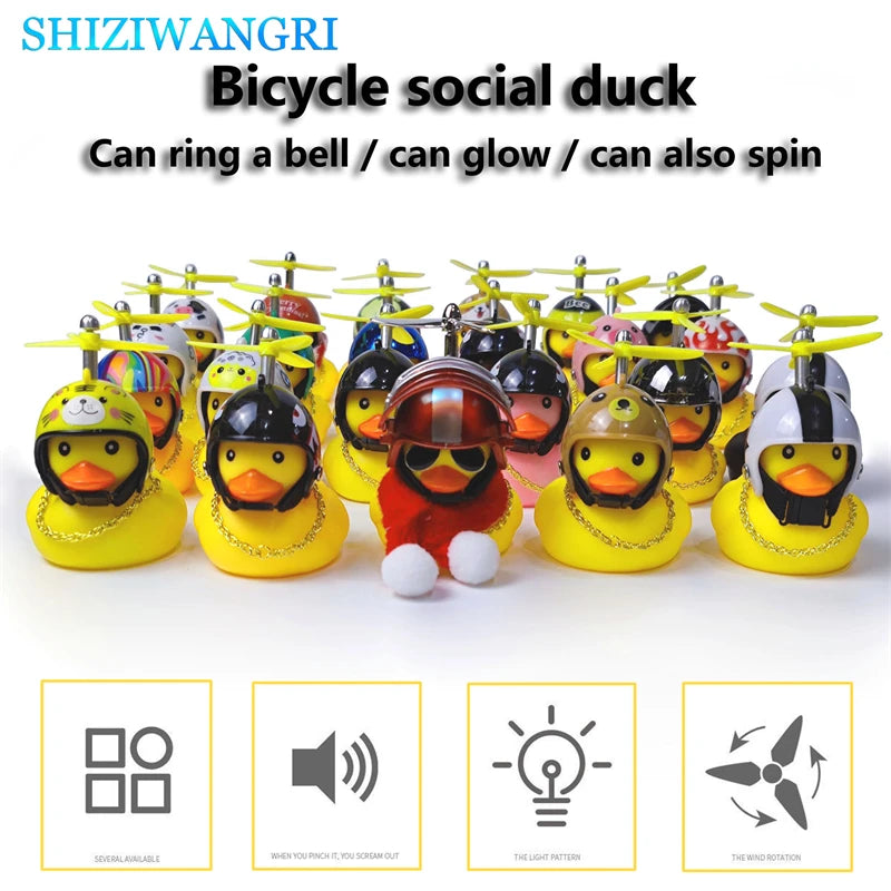 Cartoon Yellow Duck Bike Bell LED Helmet Duck Bicycle Accessory