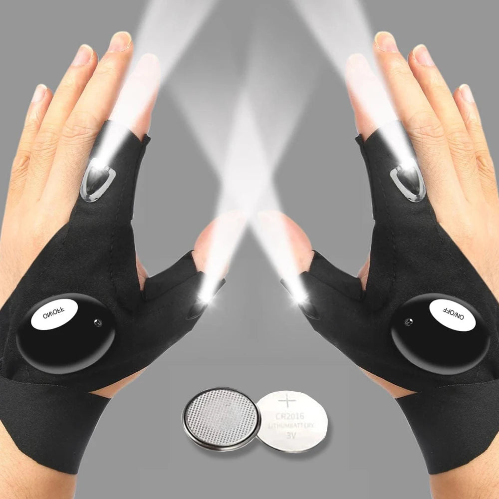 LED Flashlight Gloves | Waterproof Fingerless Gloves